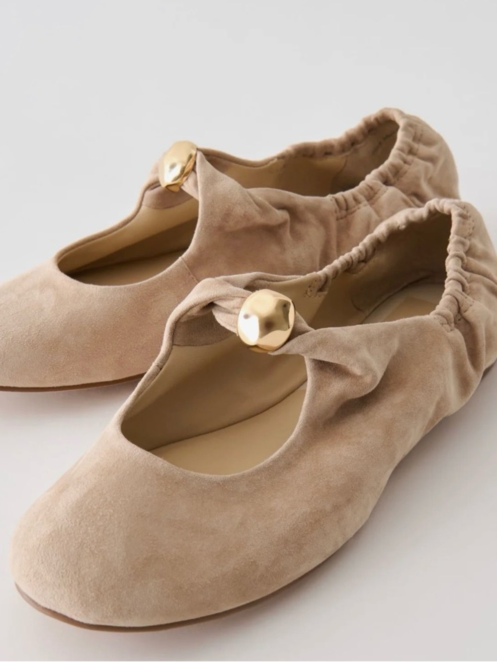 Dolce Vita Cornel Tan Suede Mary Jane Flats with Gold Accent